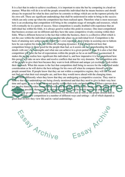 Competition A Factor to Achieve an Excellence