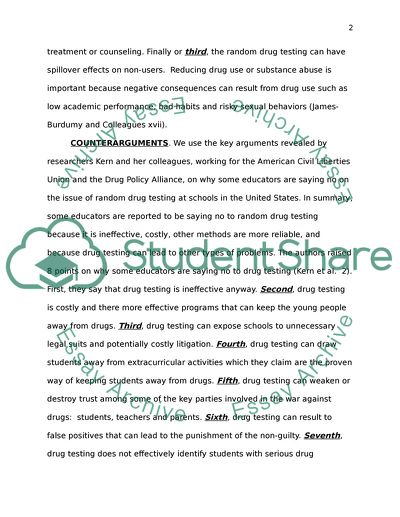 Random drug testing at school