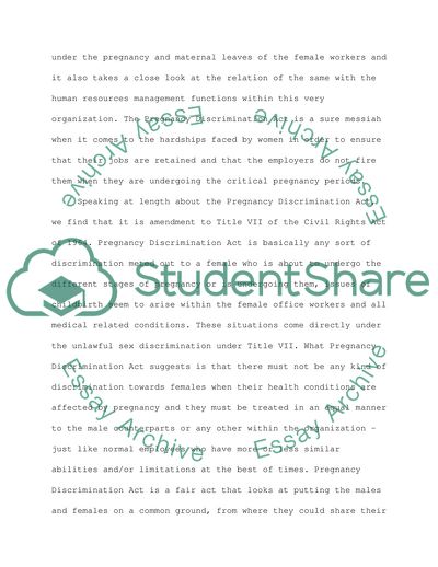 Human Resource Management - Pregnancy Discrimination Act