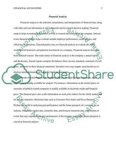 Major Aspects of Financial Analysis
