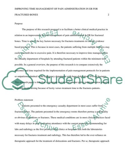 Improving Time Management of Pain Administration in ER for Fractured Bones