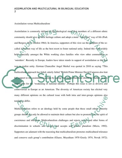 Assimilation and Multicultural in bilingual education within the sociopolitical context