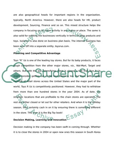 Toys R Us Management Audit