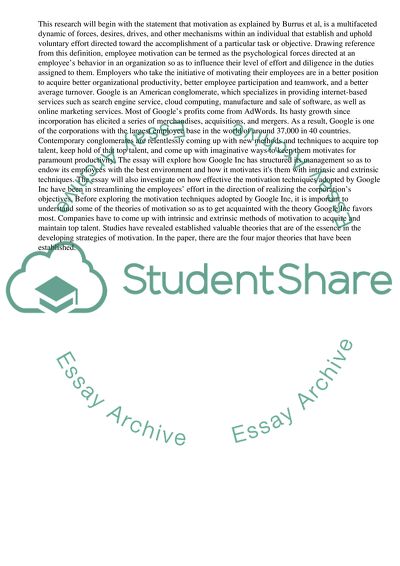 Effectiveness of Employee Motivation in Google