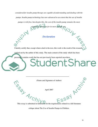 The Use of Insulin Pumps in Children