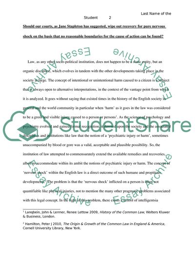 Recovery for Pure Nervous Shock