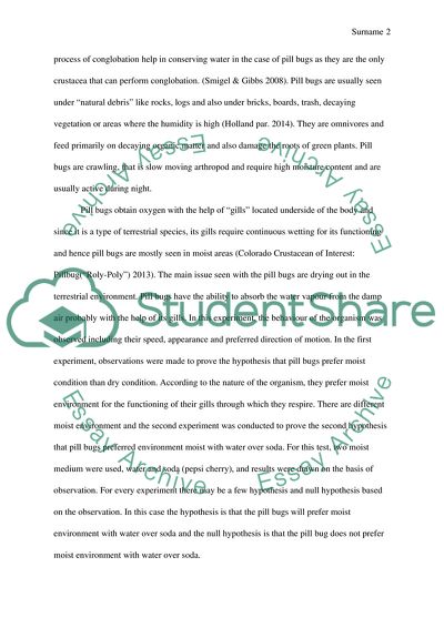 Pill Bugs Prefer Moisture Content of Water over Soda