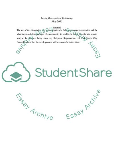 The History and Regeneration of Ballymun, Co. Dublin Ireland