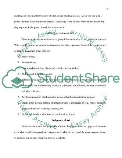 Aesthetics and Characterizations of Art