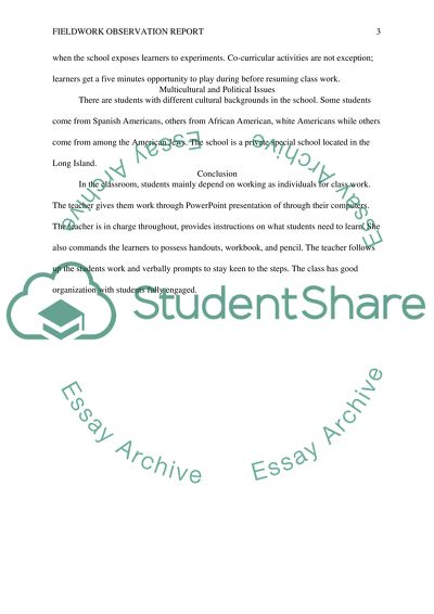 Fieldwork observation report