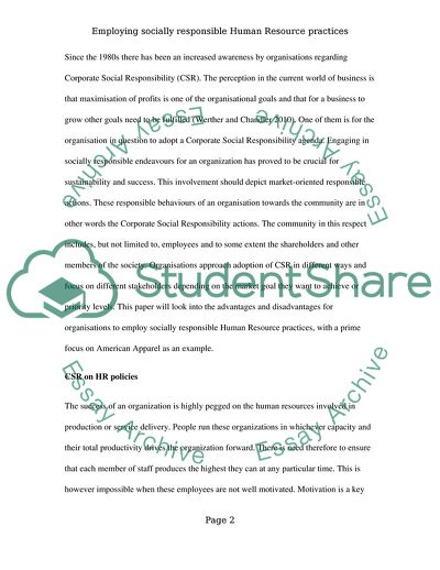 Corporate Social Responsibility of American Apparel Manufactures