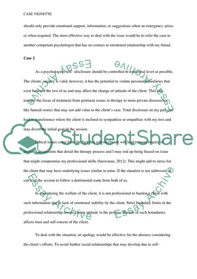 Case Vignette and the Ethical Dilemma