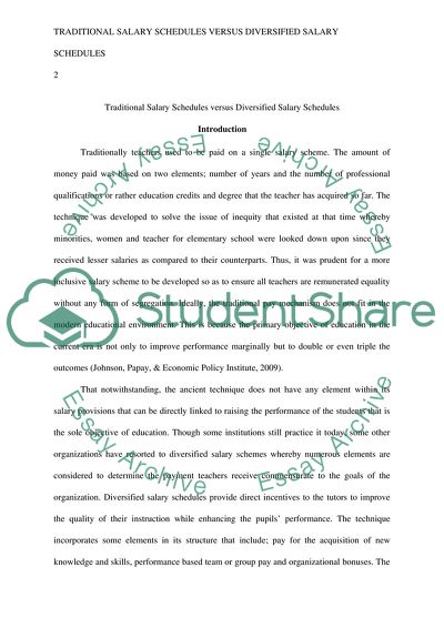 Traditional Salary Schedules versus Diversified Salary Schedules