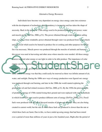 Alternative energy sources: costs and benefits