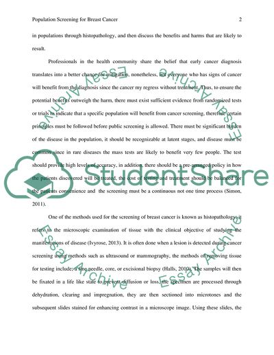 Discuss the benefits , limitations and methodology of population screening for breast cancer