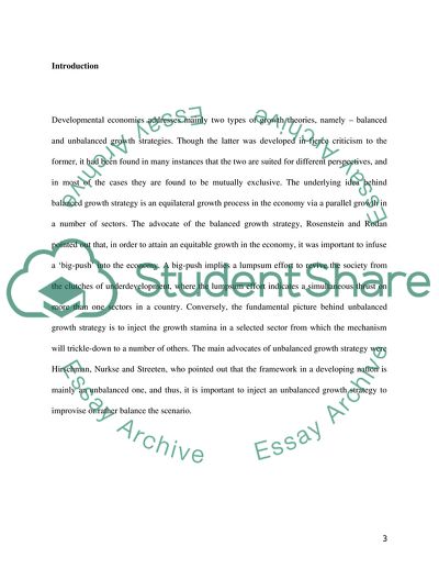 Balanced Versus Unbalanced Growth