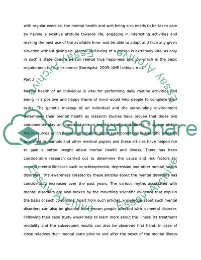 Mental Health and Mental Illnesses