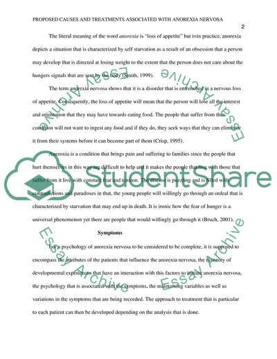 Proposed Causes and Treatments Associated With Anorexia Nervosa