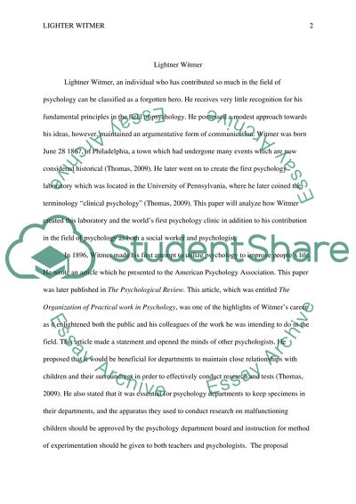 Lightner Witmer founder of the school of psychology