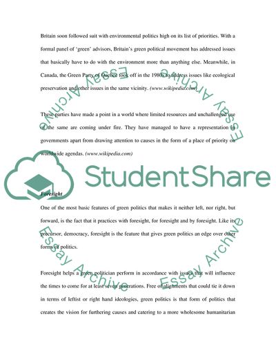 The Important Feature of Green Politics