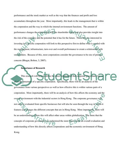 The Concept of Governance in Hong