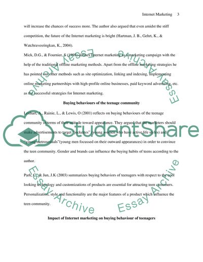 Internet Marketing and an Impact on Buying Behaviour of Teenagers