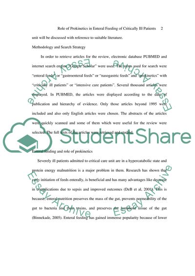 Role of Prokinetics in Enteral Feeding in Critically Ill Patients