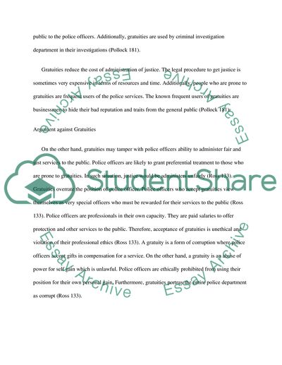 Police Gratuities and Argument against Gratuities