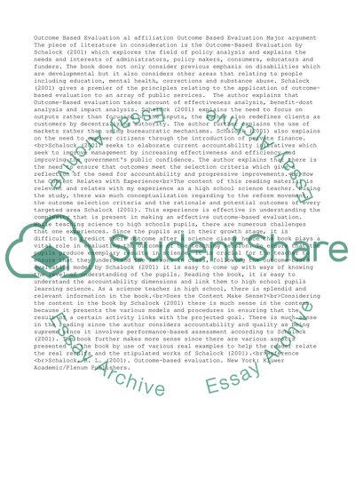 Outcome-Based Evaluation by Schalock