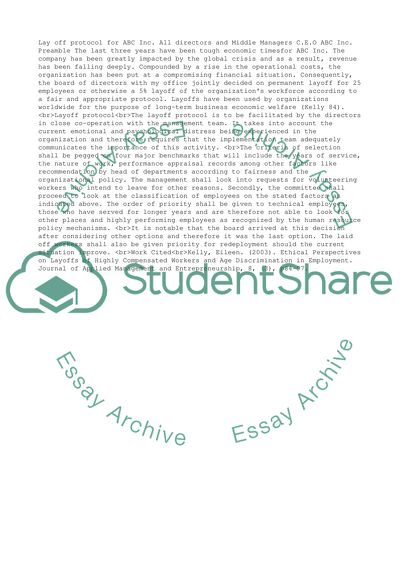 Layoff Protocol Assignment