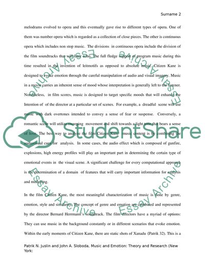 A musical score of Citizen Kane utilizing Gorbman methodology