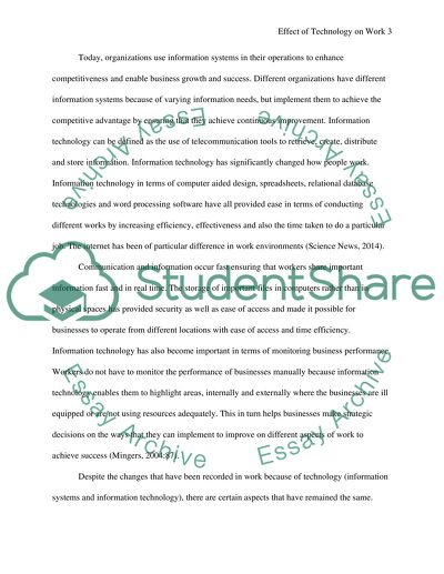 Changes Technology Has Brought in the Work Environment