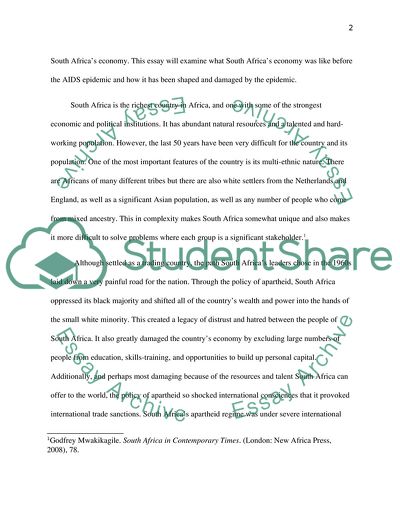 The Effect of AIDS on South Africa and Its Economy