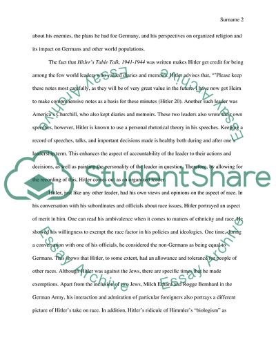 Hitlers Talks Analysis