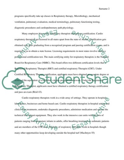 Respiratory therapist admission essay