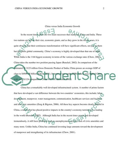 China Versus India Economic Growth