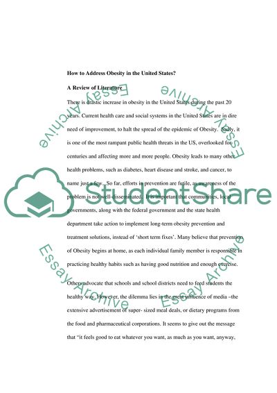 How to adress obesity in the United States