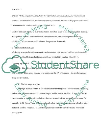 Strategic Marketing of StarHub Mobile