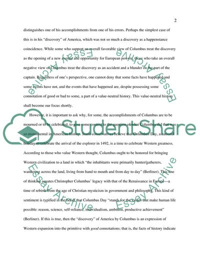 The Normative Views of Columbus in the Historical Record