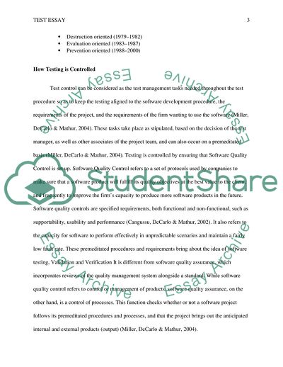 Testing Software and How It Is Controlled