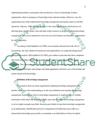 Knowledge Management and Knowledge Transfer