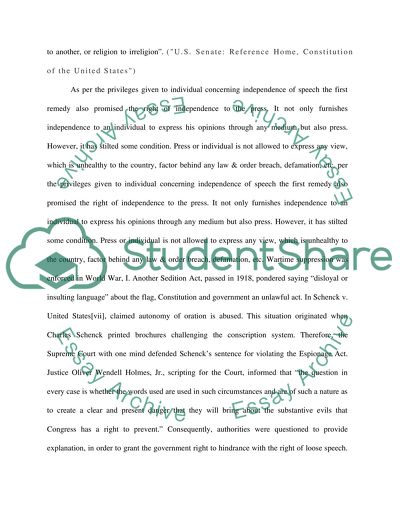 First Constitutional Amendment and Protection of Freedom