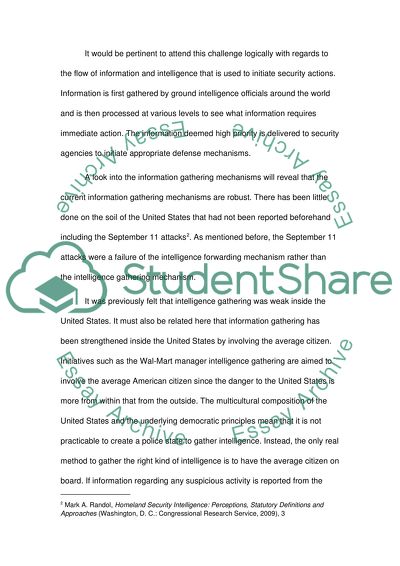 A Memo regarding Information and Intelligence Sharing