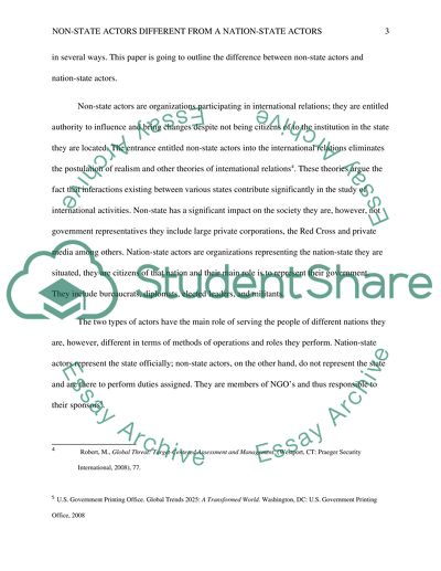 Non-state Actors Different From a Nation-State Actors