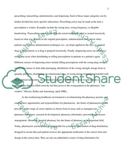 The Role of Pharmacy in Todays Modern Healthcare Environment