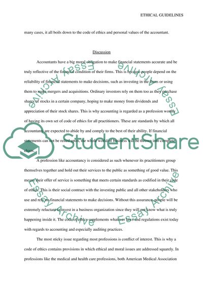 Ethical guidelines of an accountant