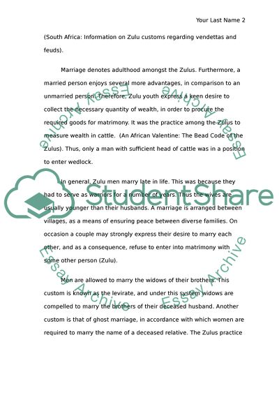 The Institution of Marriage Among the Zulu Ethnic Community of South Africa