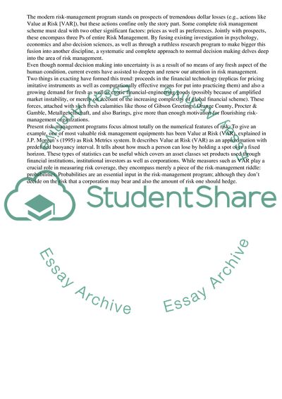 Competencies of the Risk Management