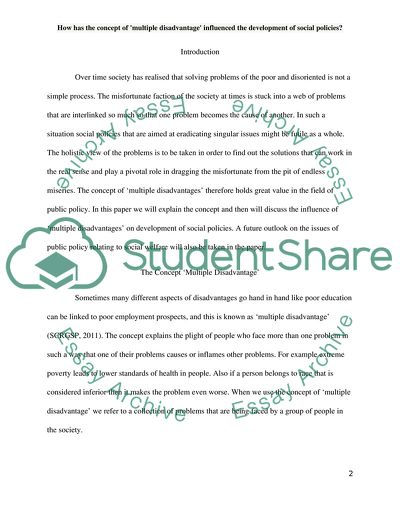 Multiple Disadvantage and Development of Social Policies