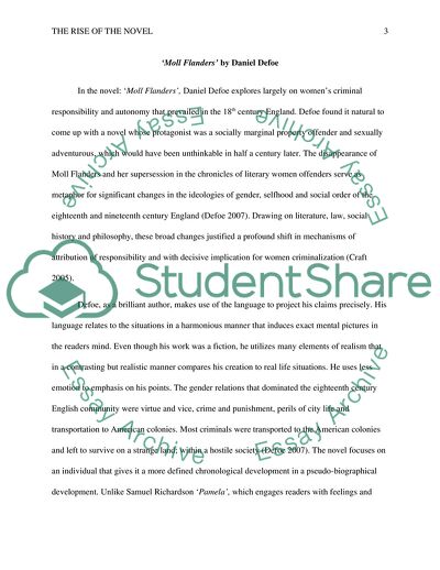 Henry Fieldings Joseph Andrews, Samuel Richardsons Pamela and Daniel Defoes Moll Flanders